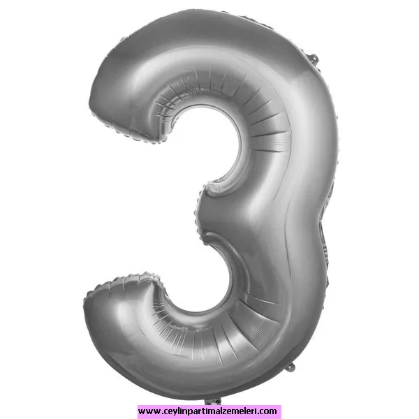 3 Rakam Gümüş Folyo Balon 